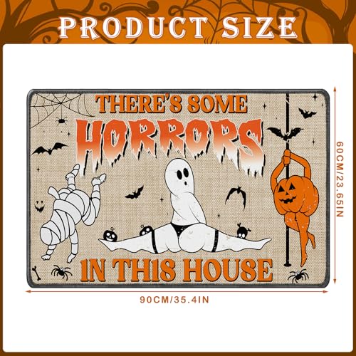 Halloween Doormat - Theres Some Horrors - 2'4" x 1'4" Rectangular Outdoor Rug with Funny Skeletons