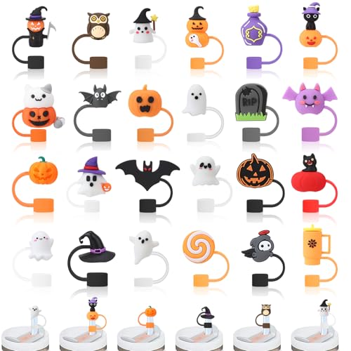 10mm Halloween Straw Cover Caps - Pack of 24 Compatible with Stanley