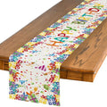 13x72 Inch Beaded Birthday Table Runner - Happy Birthday Home Decor, Beige Gift