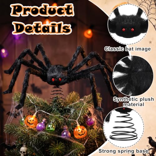 Halloween Spider Tree Topper Crawler - Spooky Gothic Decor for Christmas & Party