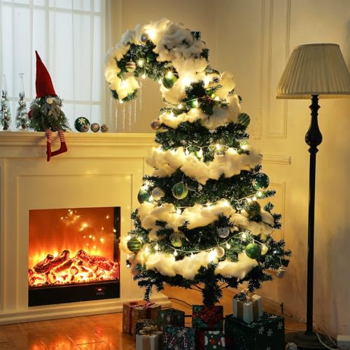 Daifunli Green Crooked Top 6ft Christmas Tree - Indoor Holiday Decor