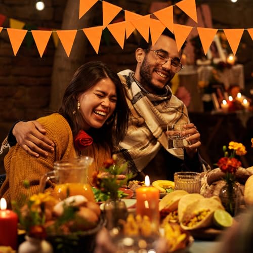 Orange Fall Pennant Banner 42 Pcs Party Flags for Thanksgiving & Halloween