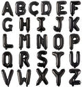 16 Inch Black Foil Letter Balloons Set - Alphabet A-Z for Wedding & Party Decorations