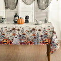 Halloween Tablecloth 60 x 104 Inch Rectangular Bat Ghost Pumpkin - Beige