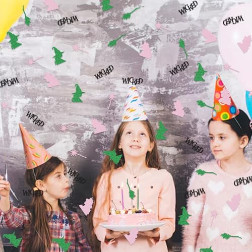 Witch Confetti Set - Style 2 Pink Green Glitter Witch Party Decorations
