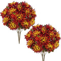 Artificial Fall Flowers for Cemetery and Outdoor Decor - 4 Pcs Orange
