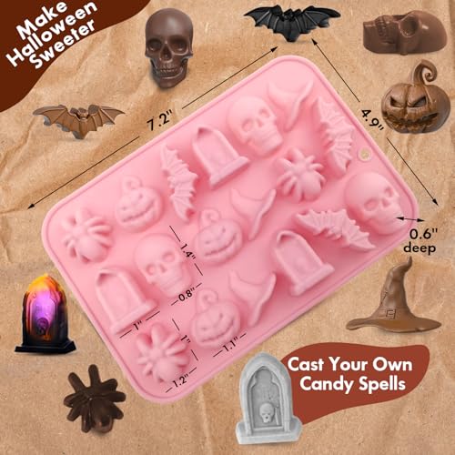 Halloween Silicone Molds 2-Pack with 18 Cavities for Chocolates & Treats