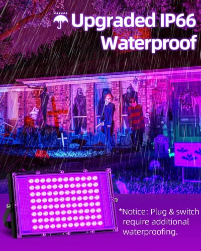 100W Black Light LED Flood Light 2 Pack Waterproof for Glow Parties, Halloween