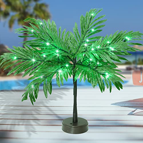 Lighted Palm Tree for Table Decor - Green Luau Party Decorations - 23 Inch Artificial Tree with Lights - Tropical Hawaiian Summer Home Party Centerpiece Variation of THIS listing