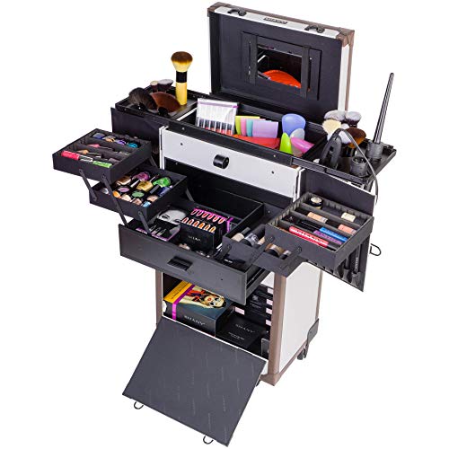 Pro Makeup Artist Trolley Case - Large White Rebel Series with Lockable Compartments