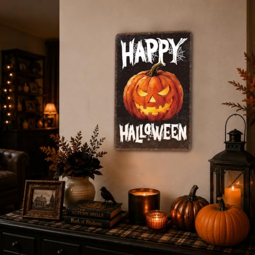 Halloween Tin Sign Decorations Indoor Outdoor - Spooky Retro Halloween 01