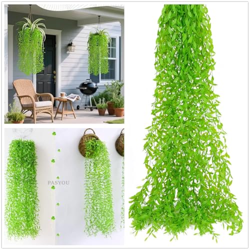 Willow Branches - Green 10 Pack Artificial Hanging Vines for Indoor Outdoor Decor