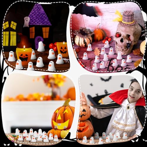 Halloween Mini Pumpkin Ghost Resin Figurines Bulk Set - 40 Pieces