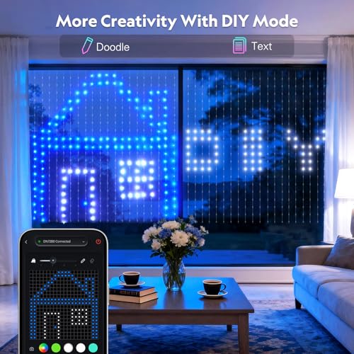 RGB DIY Smart Curtain Lights - 400 LED, 6.5x6.5 ft, App & Bluetooth Control
