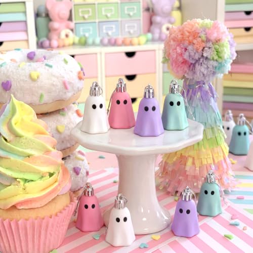 36 Pcs Halloween Ghost Tree Ornaments - White, Pink, Green, Purple Decor