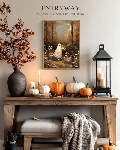 Halloween Ghost Wall Art Decor 12x16in - Ghost Meadow Variation