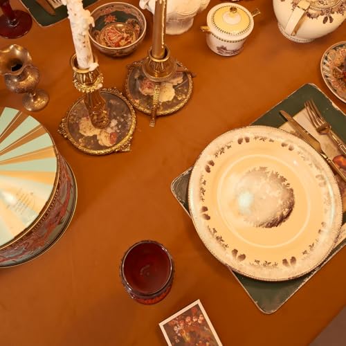 Rectangular Velvet Tablecloth Caramel 108x60 Waterproof Spillproof Washable