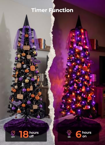 Halloween Fairy Lights Plug in 33ft 100LED Twinkle String Lights - Orange & Purple