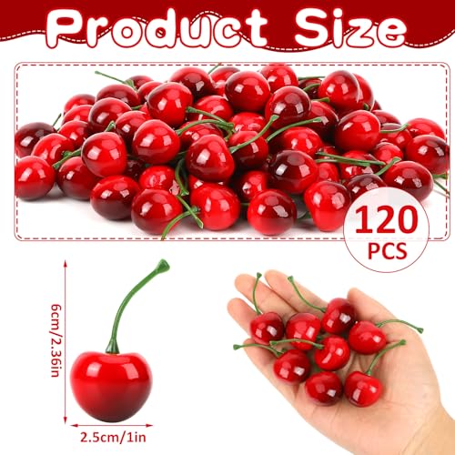 Artificial Cherries for Home Decor - 120 Pcs Foam Cherry Style