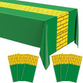 6 Pcs Yellow Brick Disposable Tablecloths 54 x 108 Inch for Party Decor - Variation 6