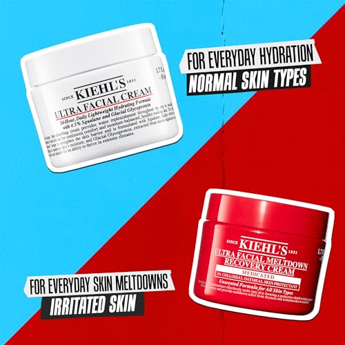 Kiehl's Ultra Facial Recovery Barrier Cream, Lightweight Moisturizing Face Cream, Provides Moisture Boost, Lotion Repairs and Restores Skin Barrier, Suitable for Dry and Sensitive Skin - 0.95 Fl Oz