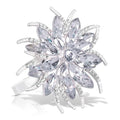12 Pcs Christmas Lotus Flower Napkin Rings Set - Silver Rhinestone Holiday Table Decor