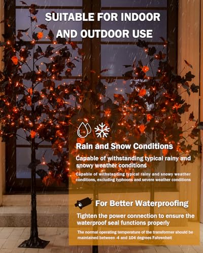 4ft Black Maple Halloween Tree with LED Skull Lights & Spiders - Indoor Outdoor Decor