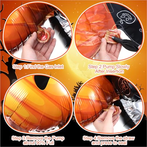 Halloween Pumpkin Foil Balloons Set - 55 Inch Standing Decor for Party