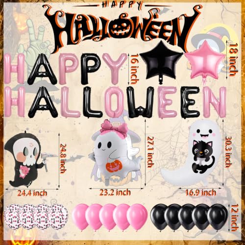 Halloween Party Balloons Set - Includes Grim Reaper, Ghost, Star & 'Happy Halloween' Balloons - Balloon-6