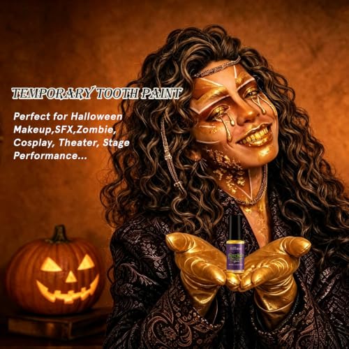 Gold Tooth FX Paint - Temporary Metallic Teeth Makeup for Halloween and Cosplay
