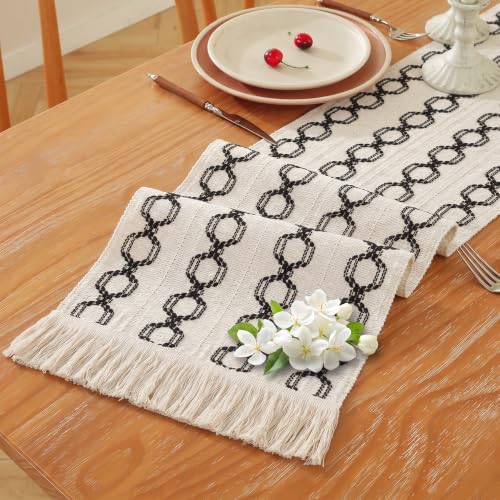 Black Boho Table Runner 12x72 Inches for Fall Thanksgiving Home Decor - Variation: Lantern