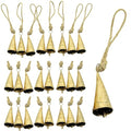 15 Pcs Rustic Jingle Bell Clusters on Rope - Handmade Christmas Decor Set