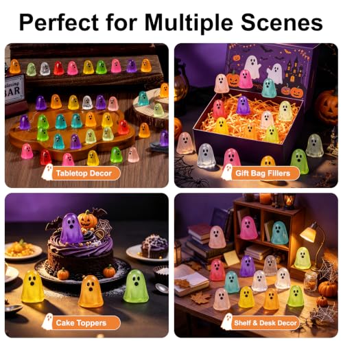 200pcs Glow-in-the-Dark Mini Ghost Figurines for Halloween Decorations