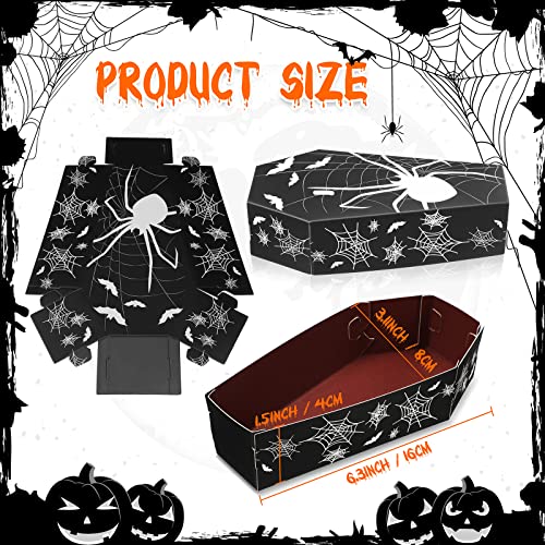 Halloween Coffin Snack Trays with Spider Web Design - Pack of 12