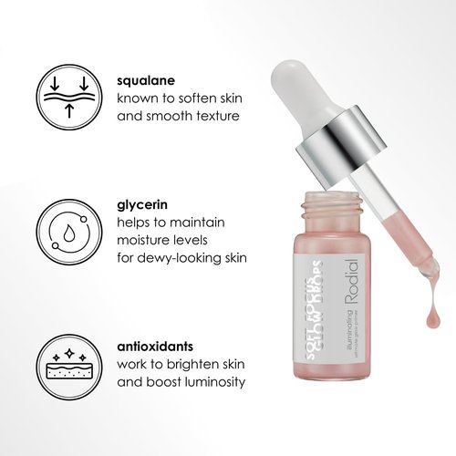 Rodial Soft Focus Glow Booster Drops 0.3 Deluxe fl oz, Illuminating Skin Serum with Glycerin and Antioxidants, Perfectioning and Smoothing Dewy Makeup Base, Weightless Formula