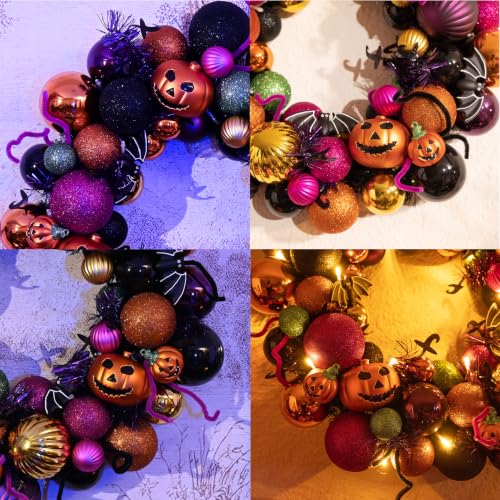 20 Inch Pumpkin Wreath for Front Door Halloween Decorations - Valery Madelyn