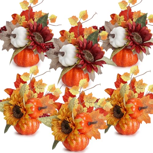 Orange Fall Centerpieces Set of 6 Pumpkin Decorations for Thanksgiving