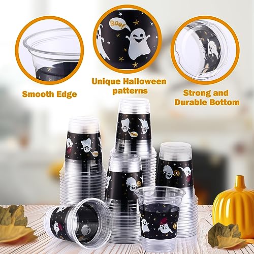 Halloween Ghost Plastic Cups 12 oz Disposable Party Cups Bulk 100 Pack