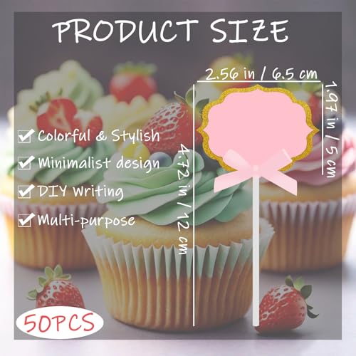 Pink Cheese Markers Food Signs for Buffet - 50 Pcs
