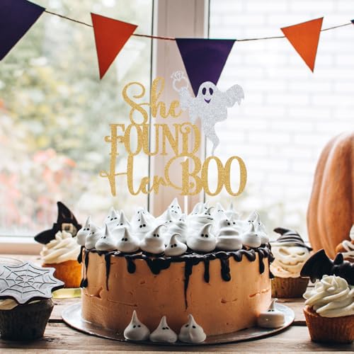 Halloween Wedding Cake Topper - She Found Her Boo Romantic Party Decor