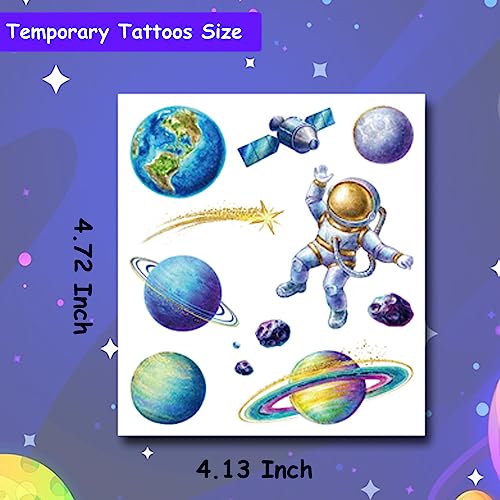 Glitter Galaxy Temporary Tattoos for Kids, 120 Pack Space Party Favors