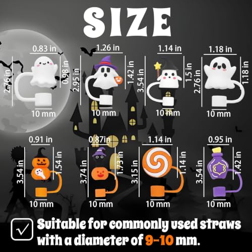 Halloween Silicone Straw Cover Caps for 30oz/40oz Cups - 8 Pack