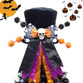 Halloween Tree Topper Hat with Wired Bow and Skull - Black Velvet Decor