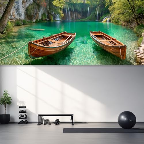 13x6 Ft Serene Canoe Lake Garage Door Banner - Fall Thanksgiving Outdoor Wall Decor Variation 173