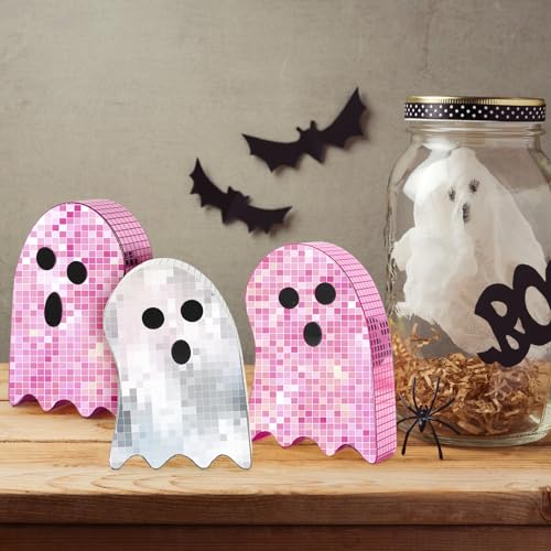 Halloween Disco Ghost Decor Set - Pink Silver 3-Piece Table Centerpieces