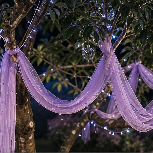 Lilac Purple Pearl Gauze Table Runner 120 Inch - 10PCS Wedding Party Decor