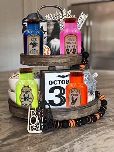 Halloween Potion Glass Bottle Set - Reusable Apothecary Decor with Labels & Stickers