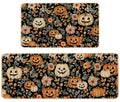 Halloween Kitchen Rugs Set of 2 - Spooky Burlap Mats for Fall Decor
