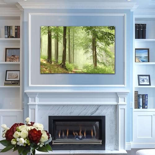 Serene Foggy Forest Canvas Wall Art - Tree & Mountain Landscape, 24x36 Inches