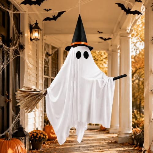 Halloween Ghost and Witch Hanging LED Decoration - 55 Inch Outdoor Yard Decor